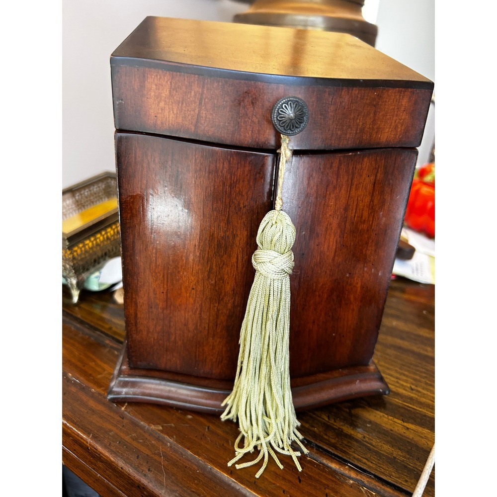 Bombay Vintage Wooden Jewelry Armoire Box Mahogany Finish Tassel Organizer